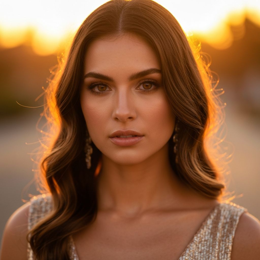 Close-up portrait with golden backlighting